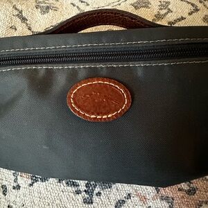 Small Grey Longchamp Makeup Bag Nylon + Leather - AUTHENTIC
